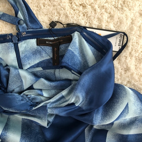 BCBG MaxAzria one-shoulder silk top in a pretty watercolor print - Picture 5 of 8